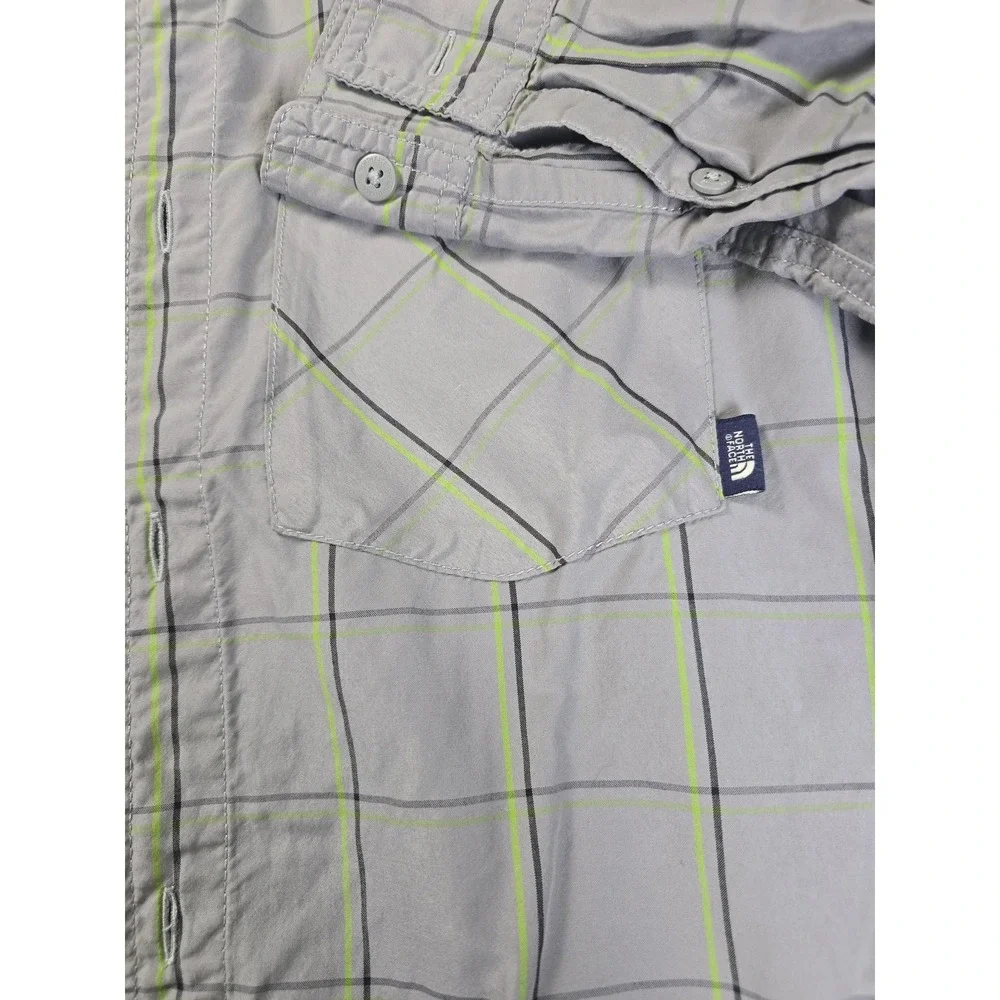 The North Face Shirt Mens Large Gray Plaid Long Sleeve Button Up Vented‎ Back